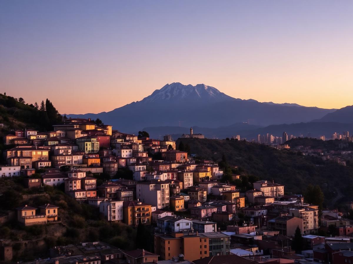 Vista da cidade de La Paz, na Bolívia, ao entardecer